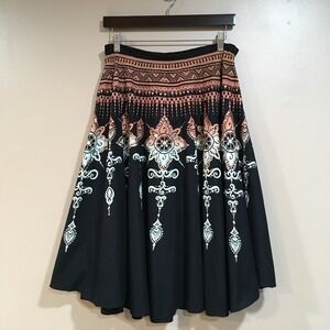 Angie Boho Sequin Full Midi Skirt Womens‎ S Black Orange Ethnic Peasant Festival